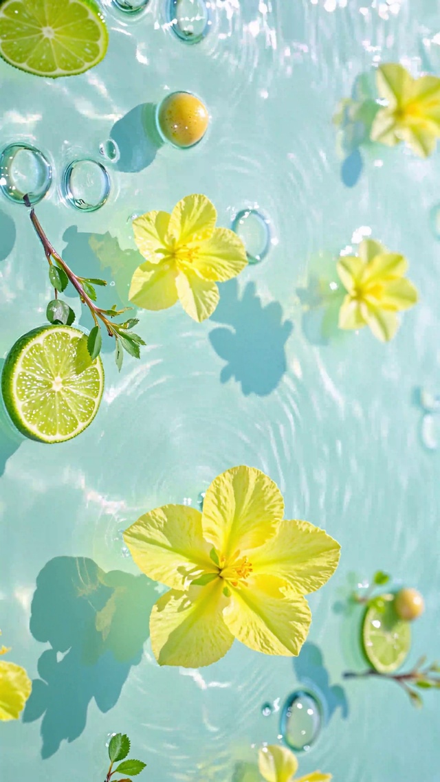 清凉感清透柠檬小花