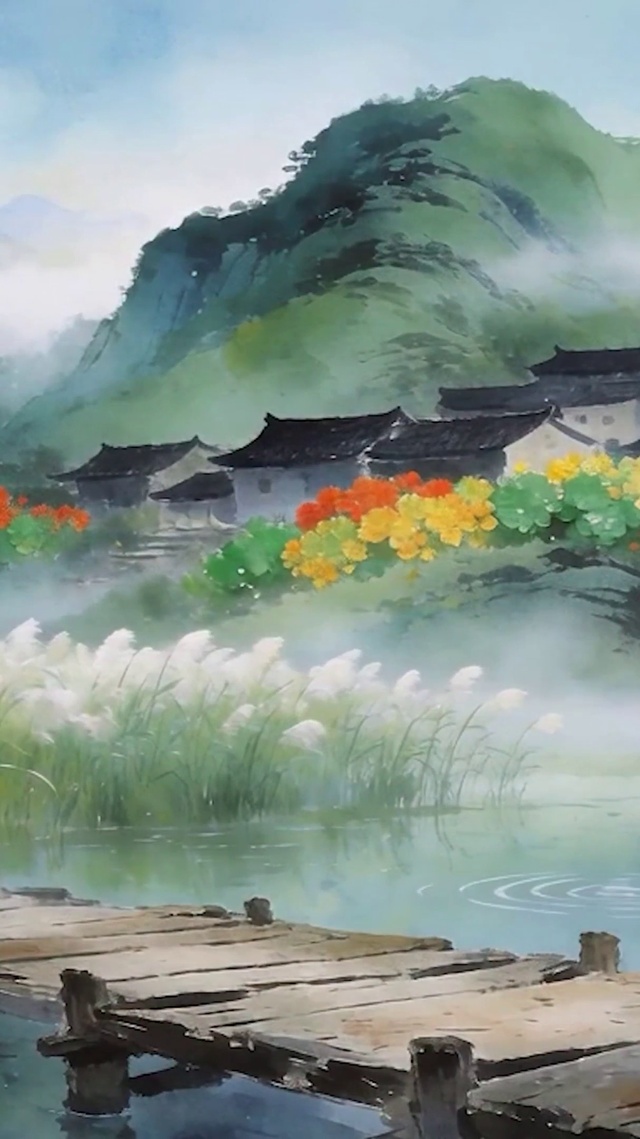 古风护眼树木山水