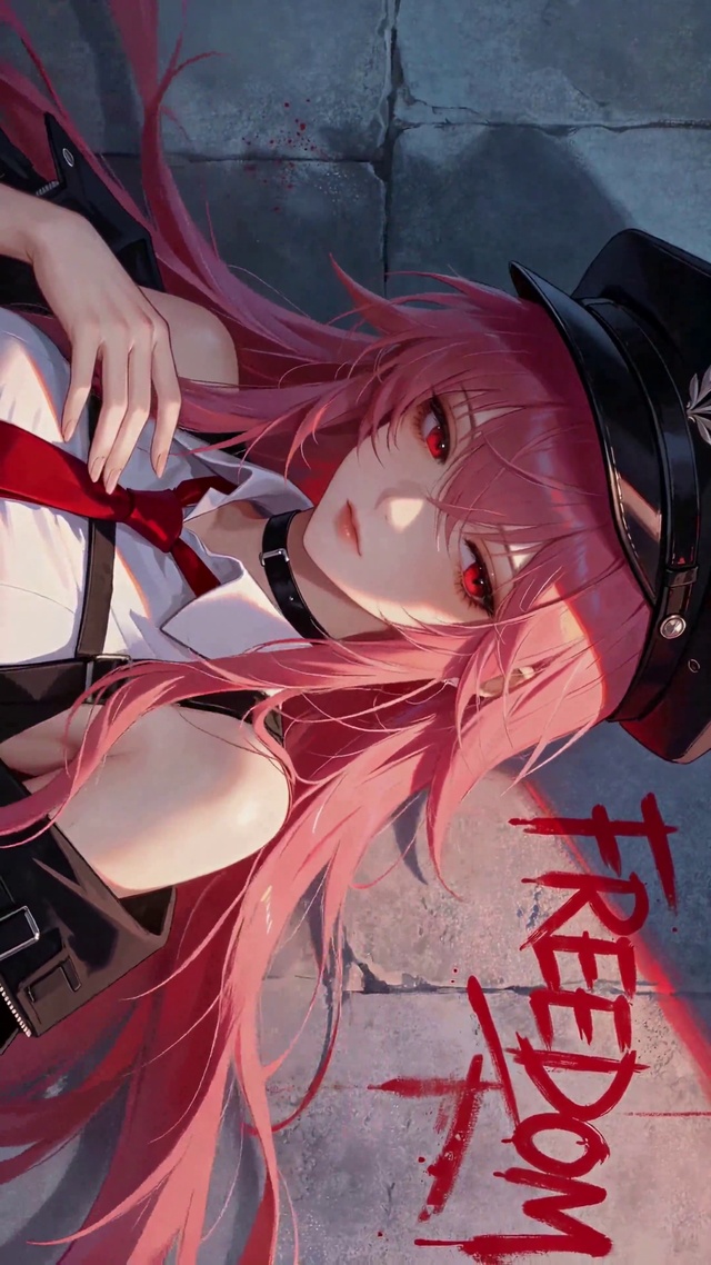 粉发红瞳酷帅警服美少女
