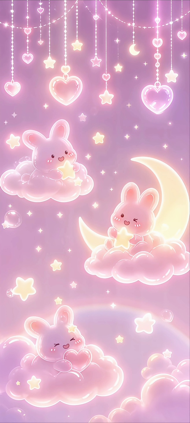 可爱梦幻粉色星空兔子