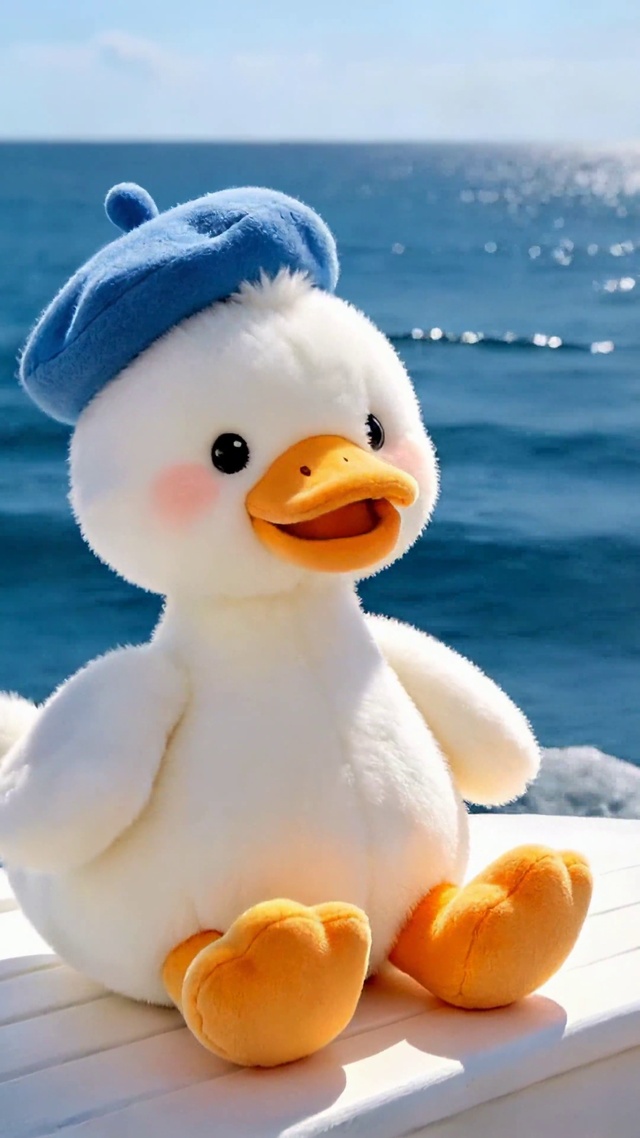 毛绒小鸭游船观海