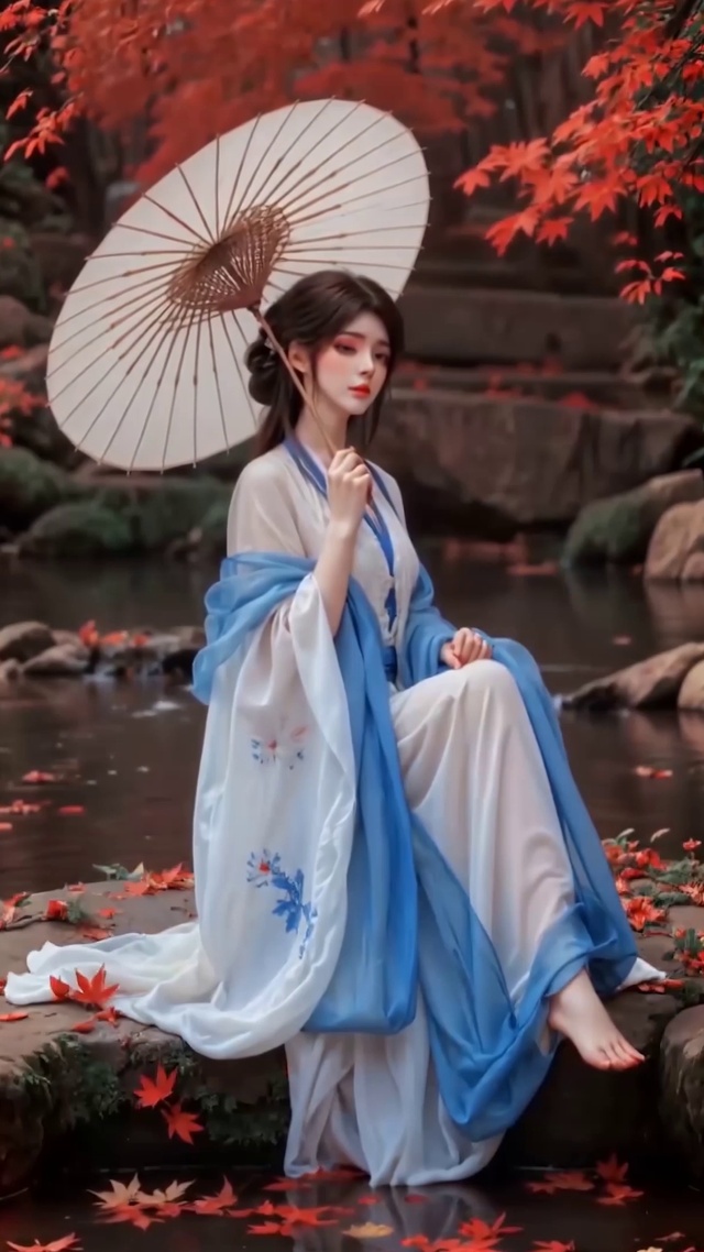 完美世界国漫女神火灵儿溪边嬉戏