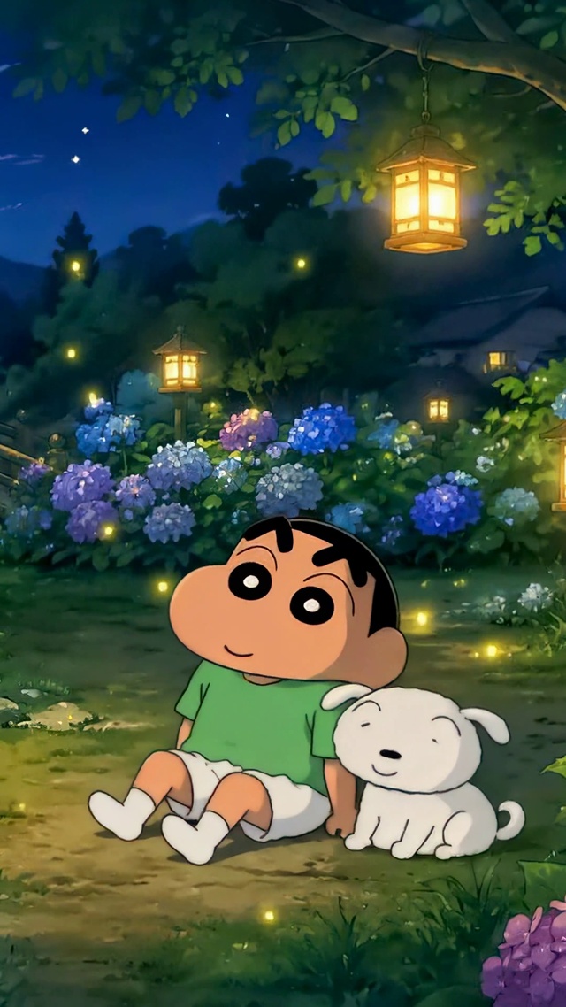月夜乡间小新与小白