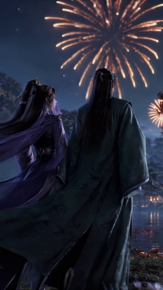 韩立紫灵看烟花