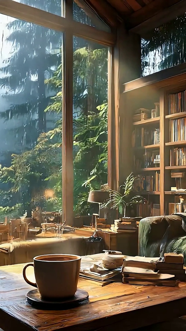 窗外暴雨