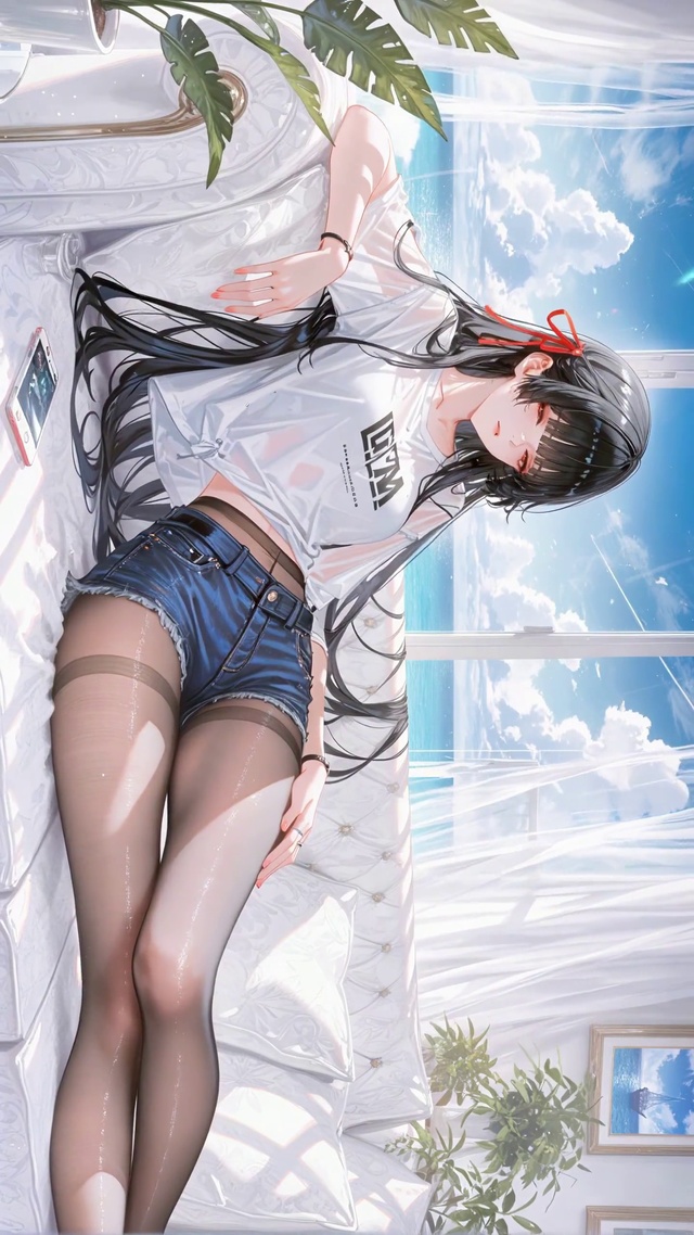 海景窗边慵懒少女千咲