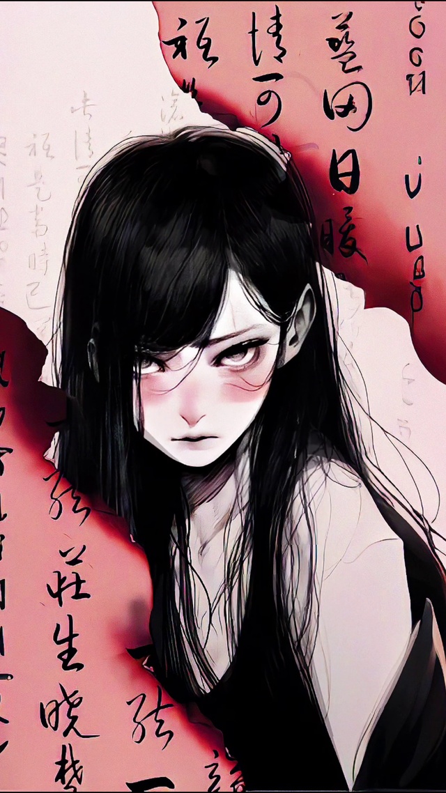 黑发少女（作者：千命门）(美女手机动态壁纸) - 美女手机壁纸下载 - 元气壁纸