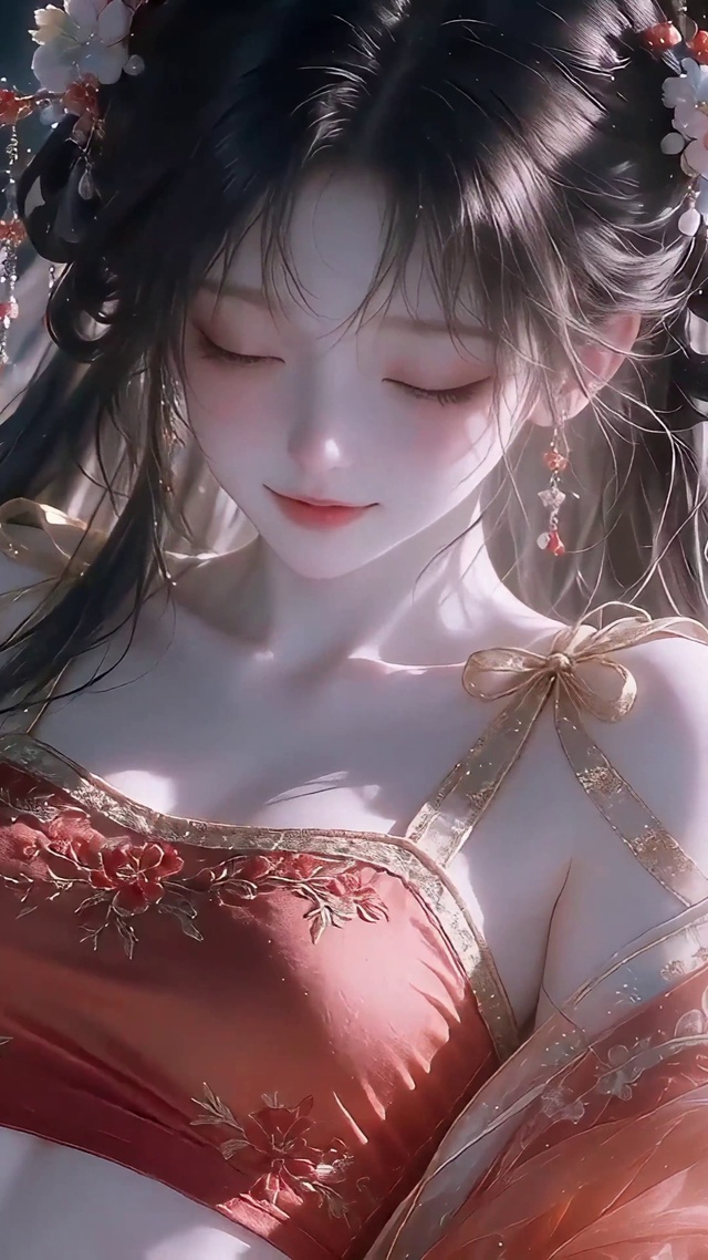 氛围感红衣古风少女