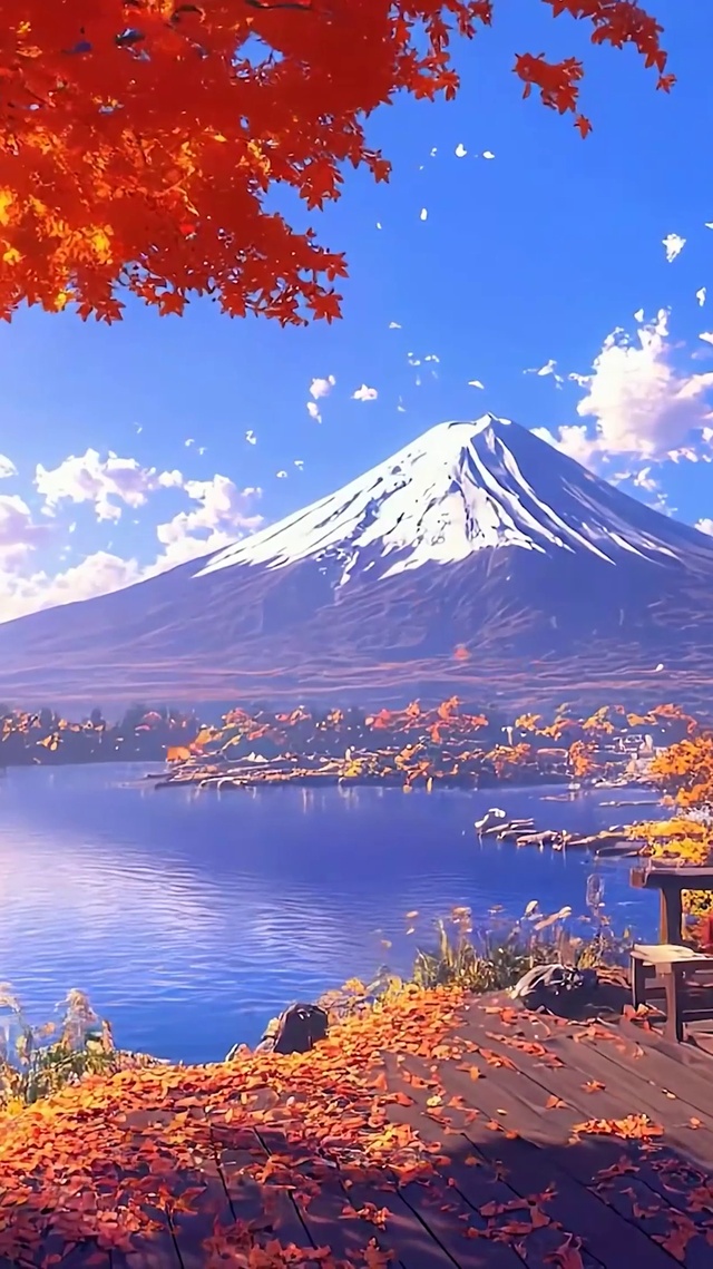 秋季山川树木