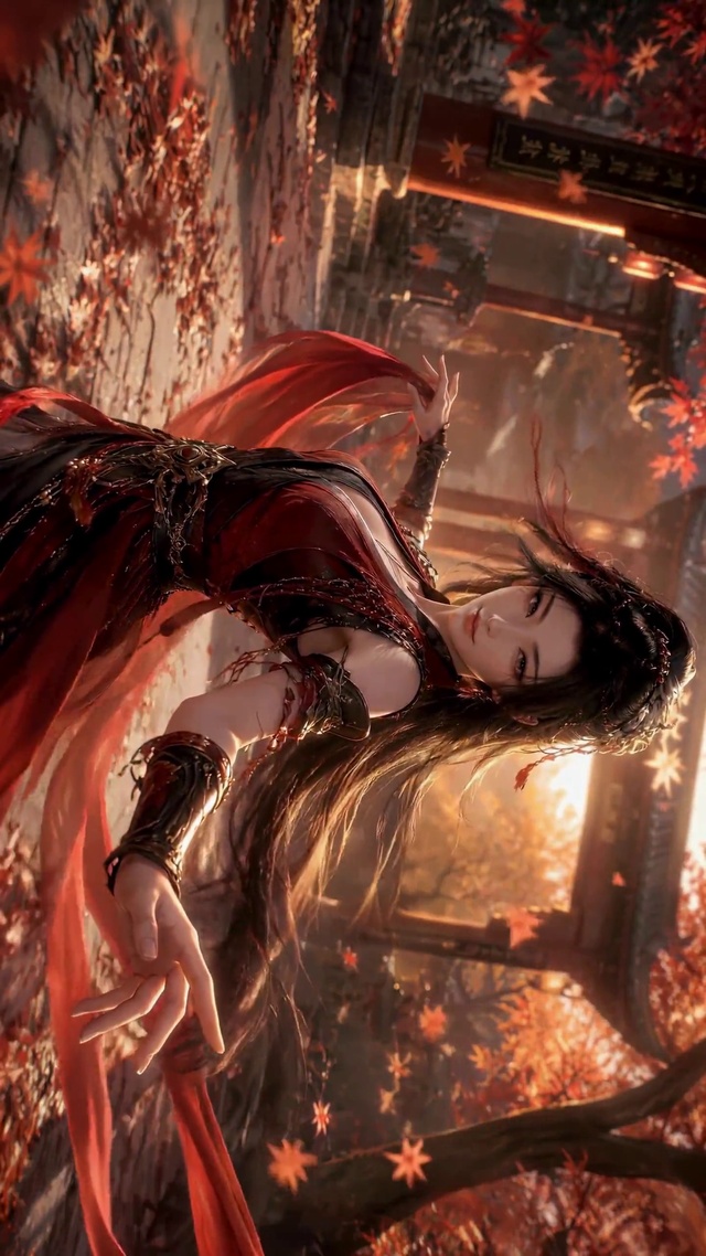 古风红衣飒爽美少女