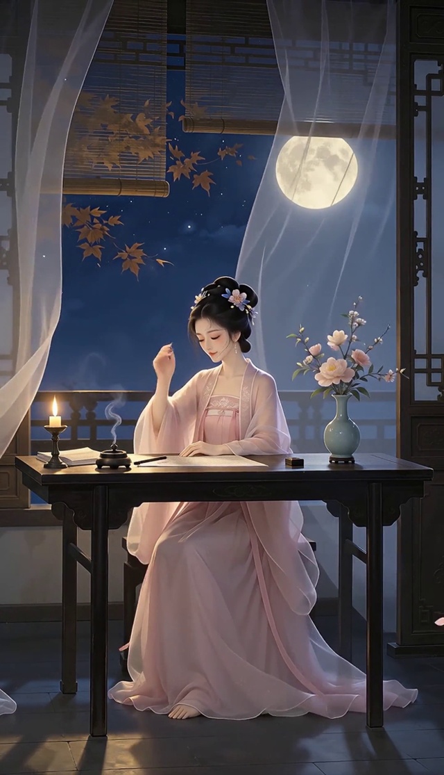 古风月下夜读