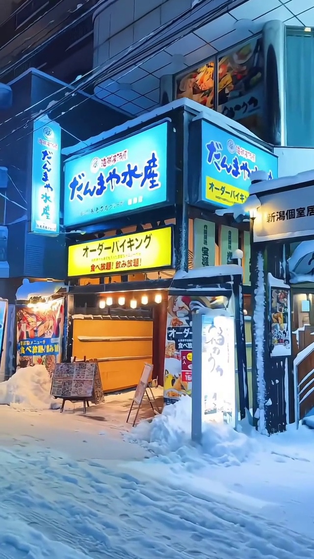 日式街道冬天风景