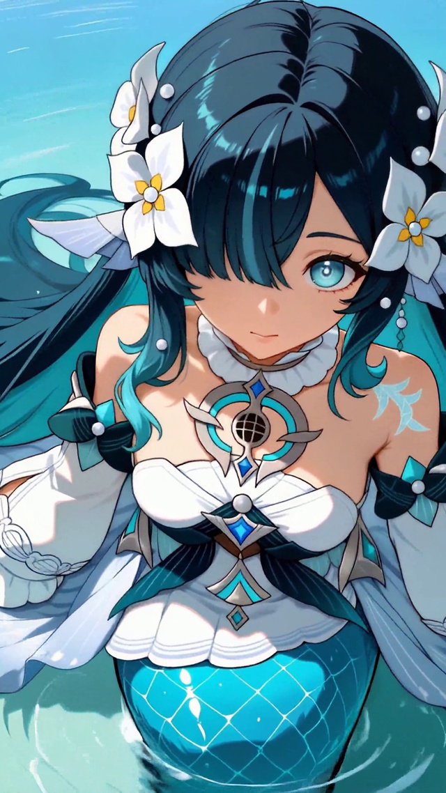 人鱼少女澄澈海面沃雅妮莎