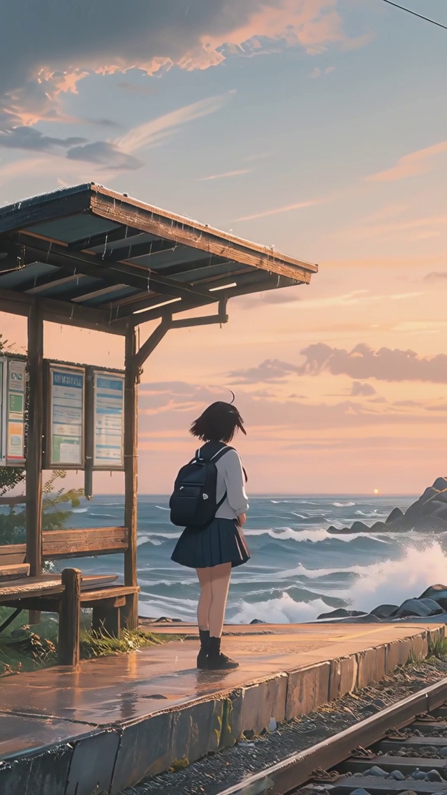海边车站女孩
