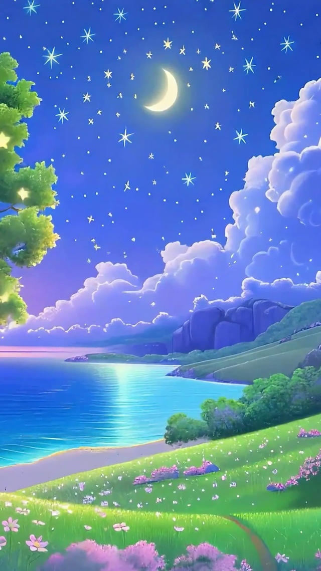 护眼夜景星空河流