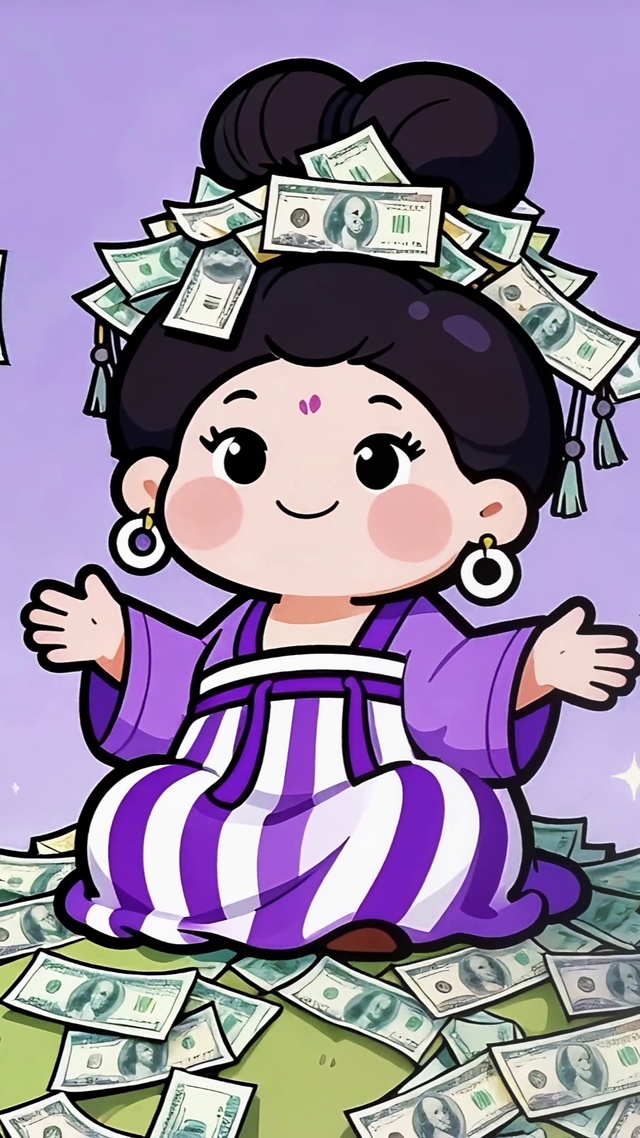 紫气东来发财仕女