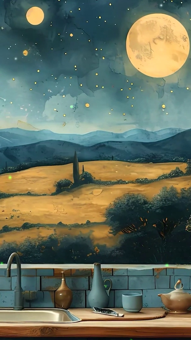 夜景树木