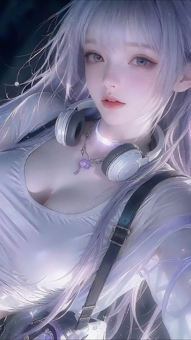氛围感耳机少女