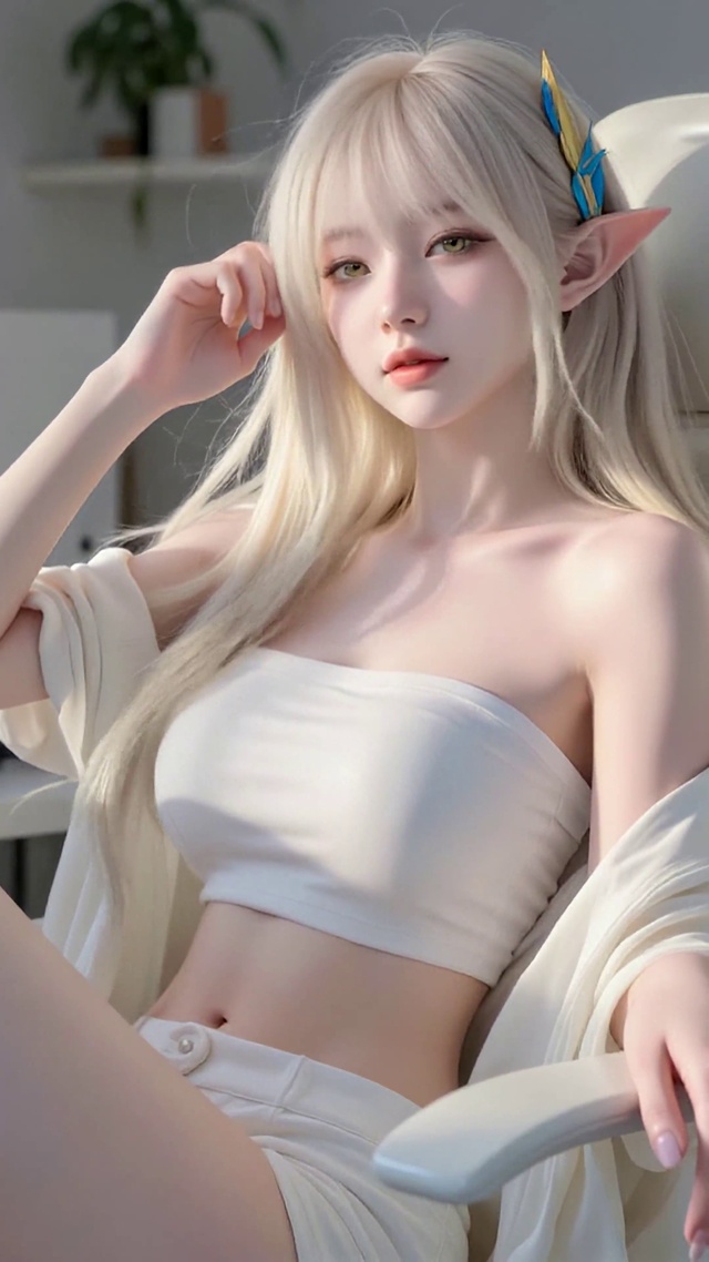 银发精灵清纯美女