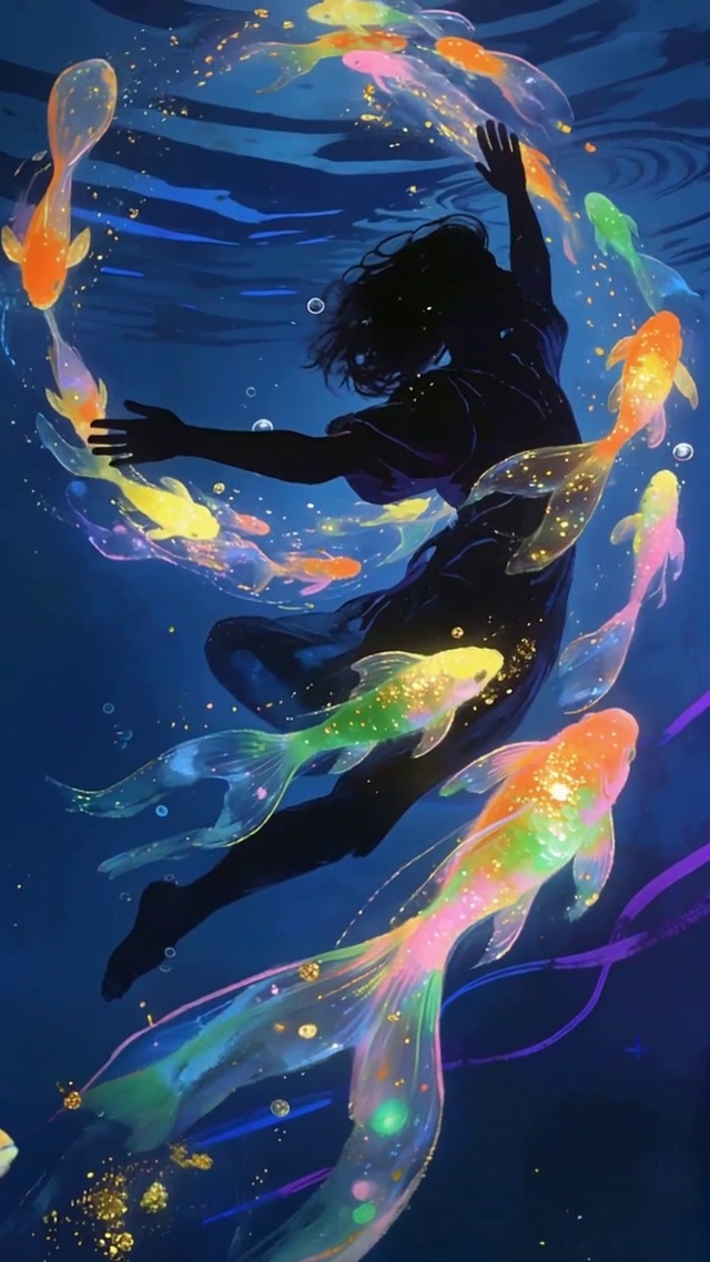 水中梦幻锦鲤少女
