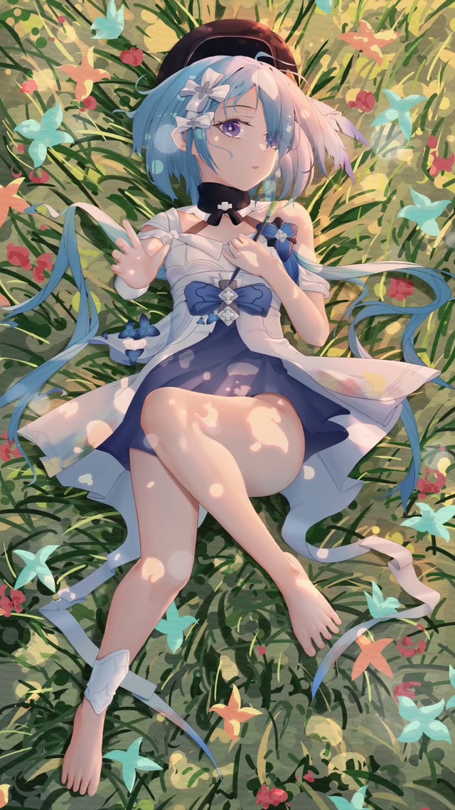 花海里的短发女孩4k