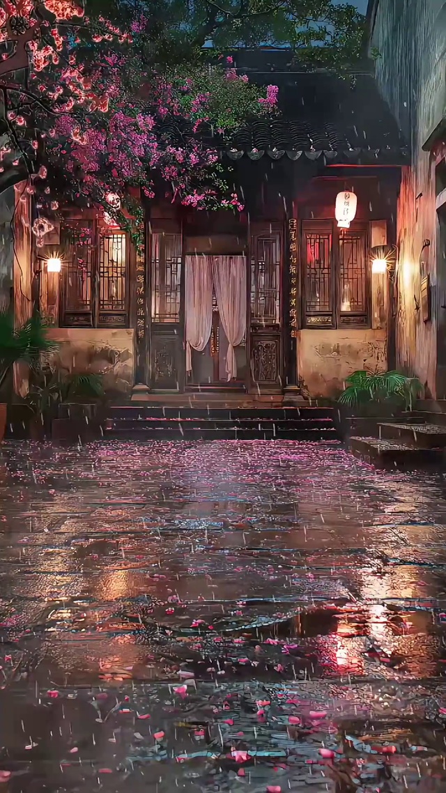 雨中小院