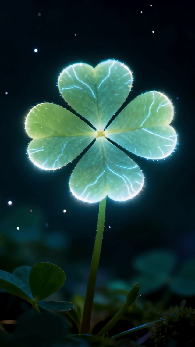 深夜荧光四叶草悄悄的绽放