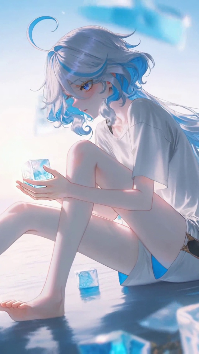 无垠冰蓝水面芙宁娜