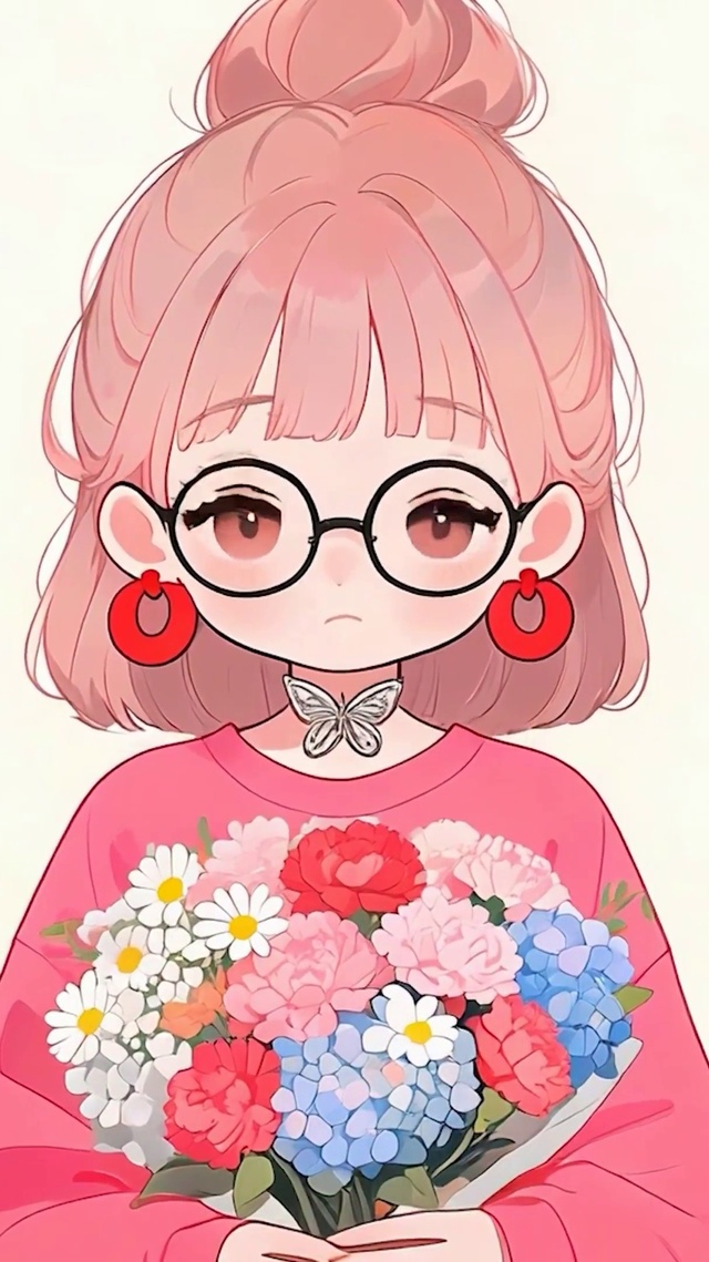 戴眼镜可爱女孩