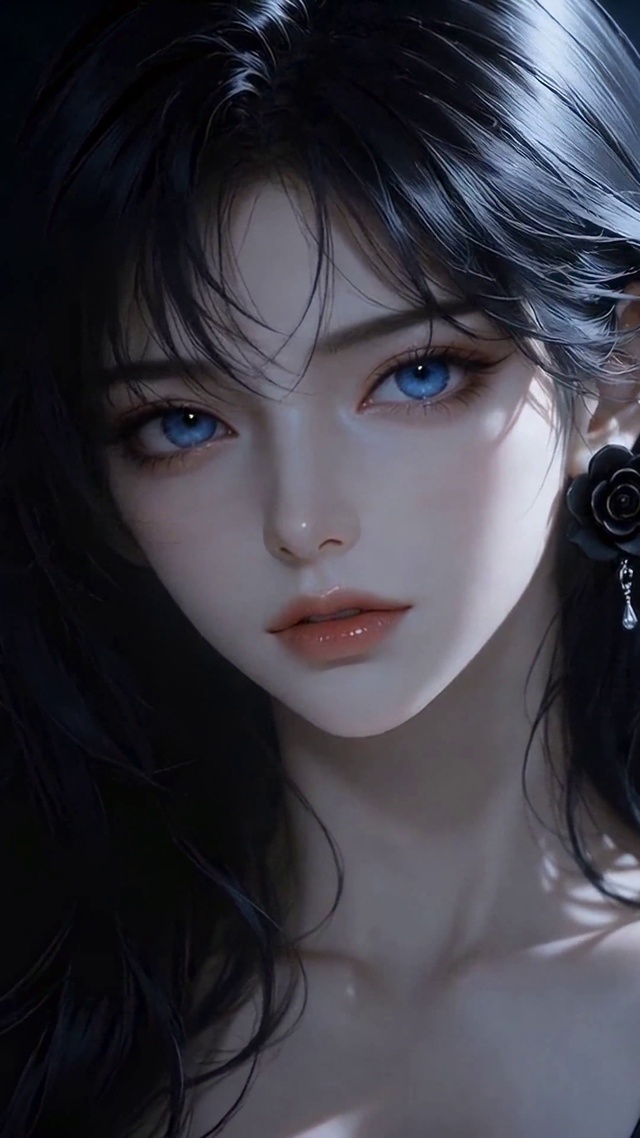 月夜星空蓝眼冷艳美少女