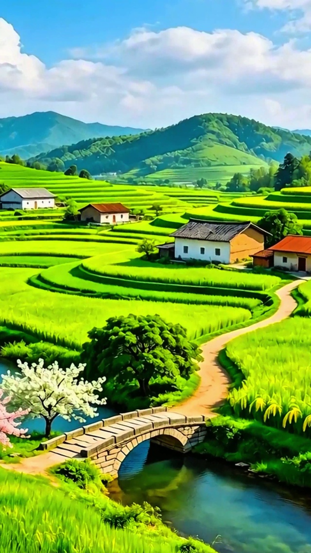 护眼乡村美景4K