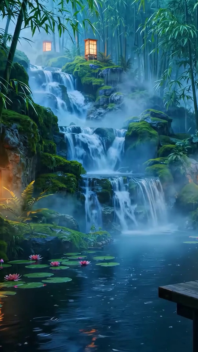 幽静竹林雨景