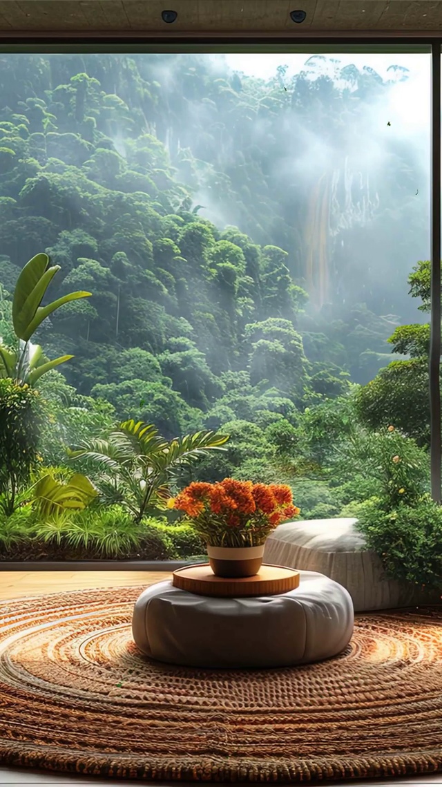 窗外护眼绿景山川