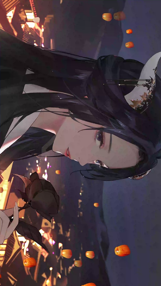 4K唯美治愈动漫少女许愿孔明灯