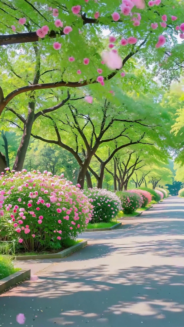 春日浪漫林荫花路