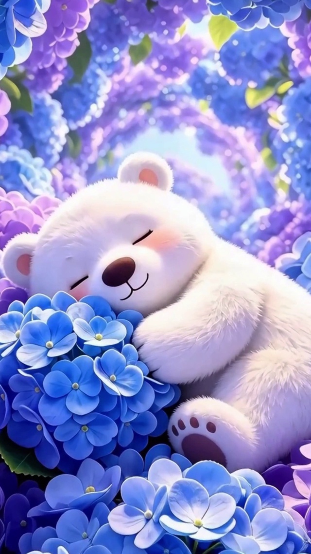 可爱小熊绣球花4K