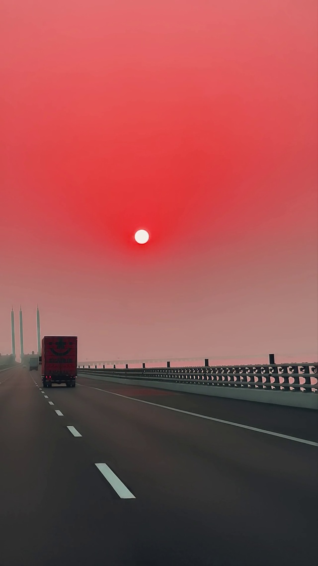 跨海大桥日落