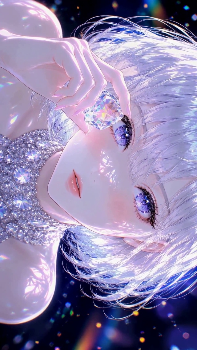 闪耀钻石紫瞳银发美少女