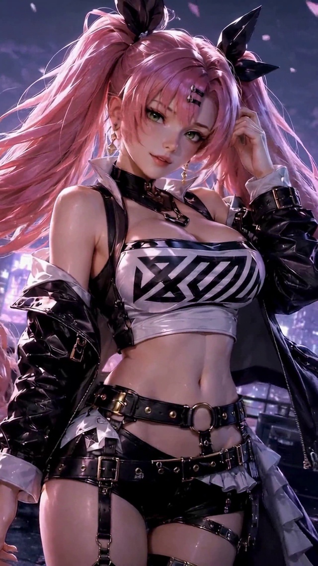 霓虹粉发少女