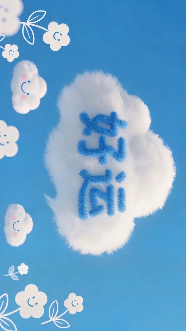 蓝色好运云朵治愈壁纸