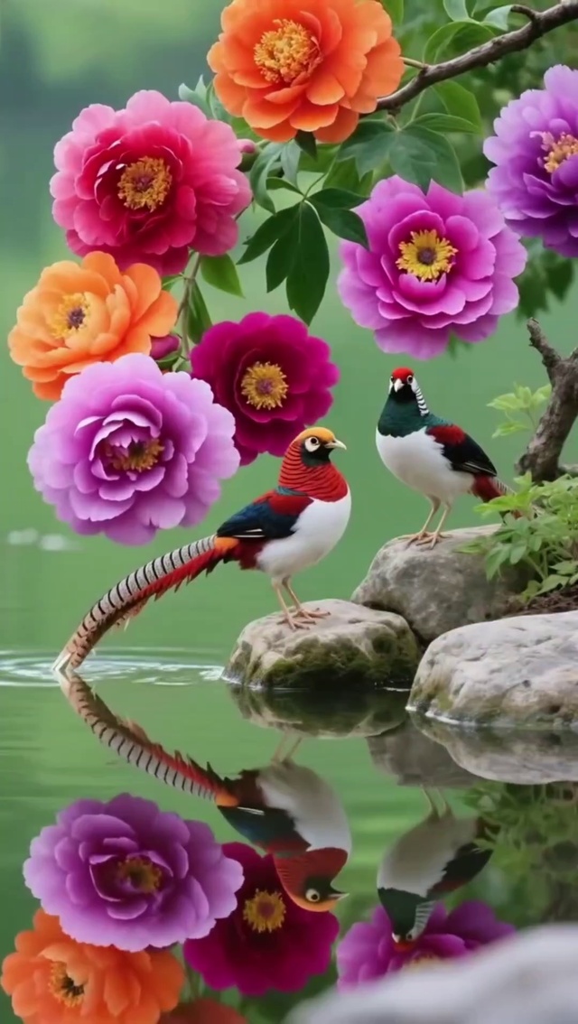 富贵花开—牡丹锦鸡