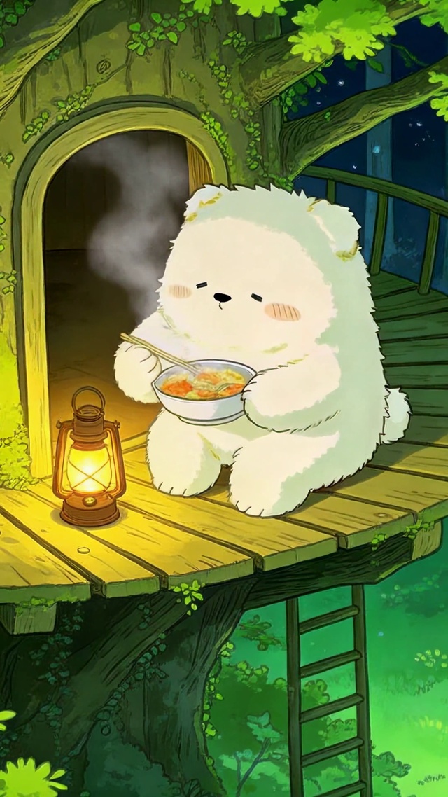 森林树屋可爱小熊晚餐