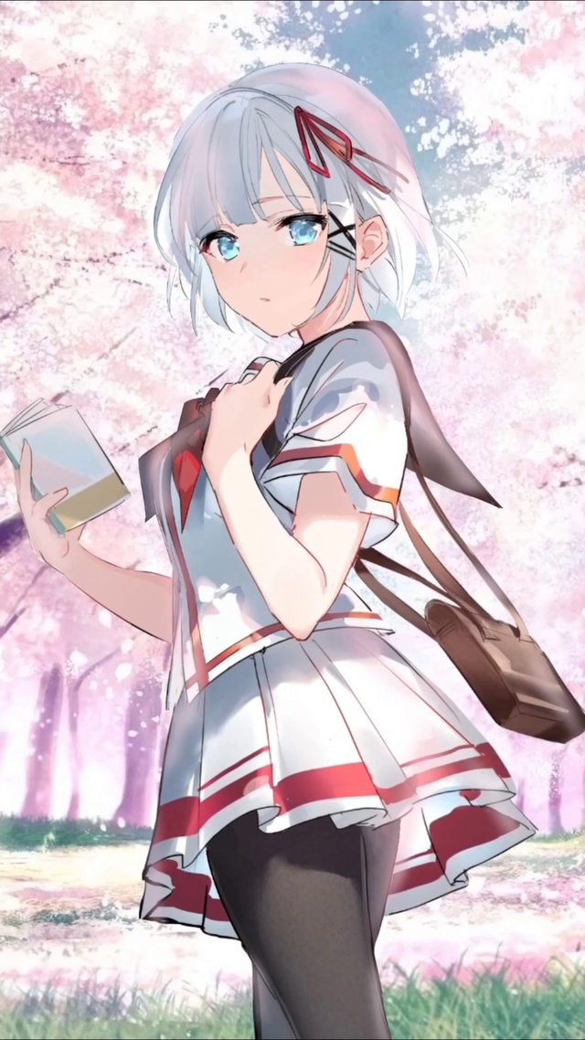 3d动态樱花树下的女孩