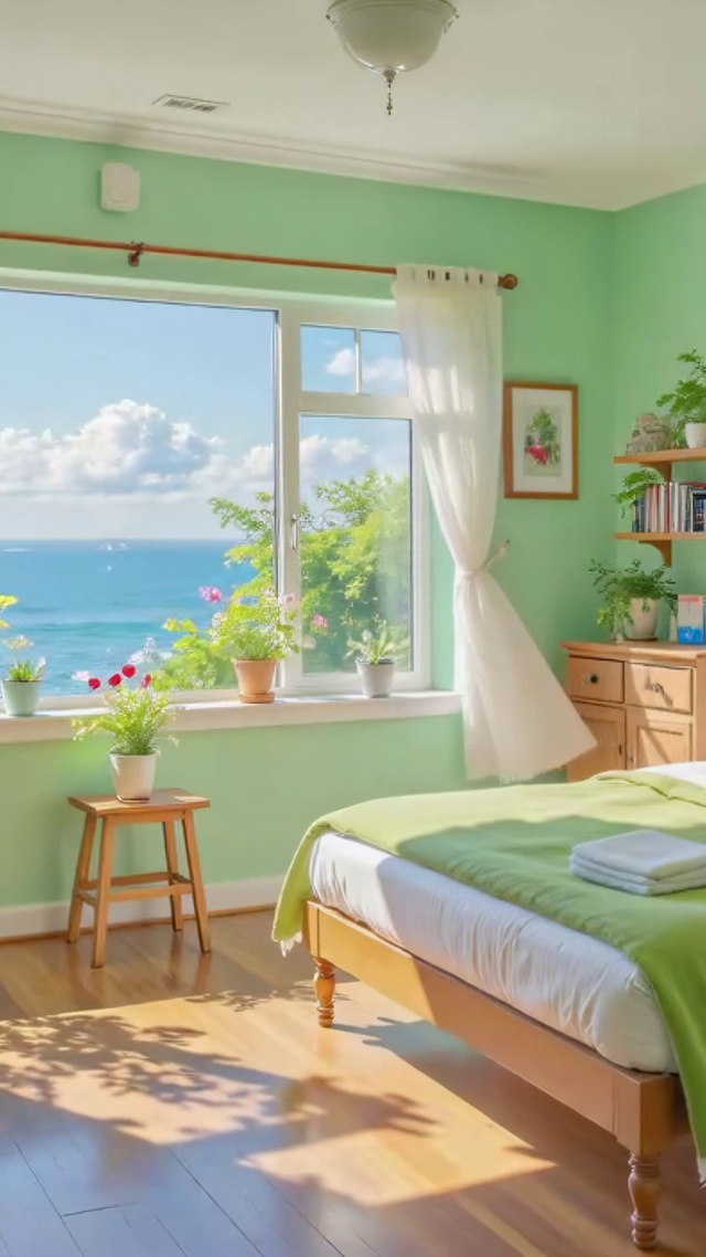 护眼小清新海景卧室