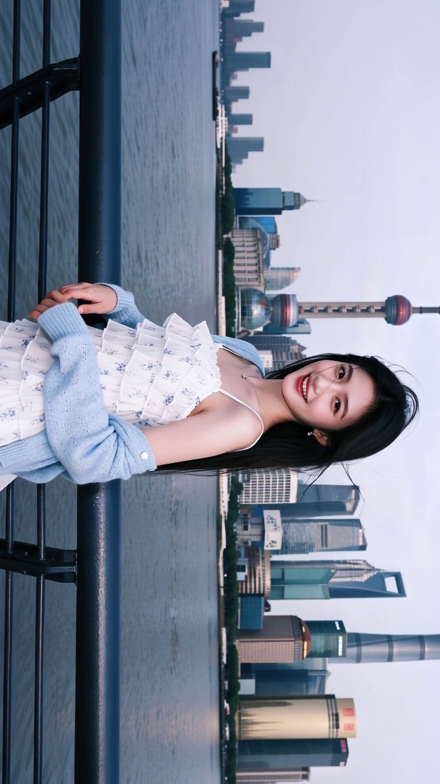 江边美女