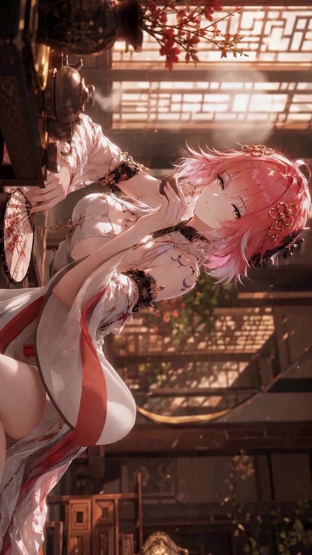 暖阁粉发少女