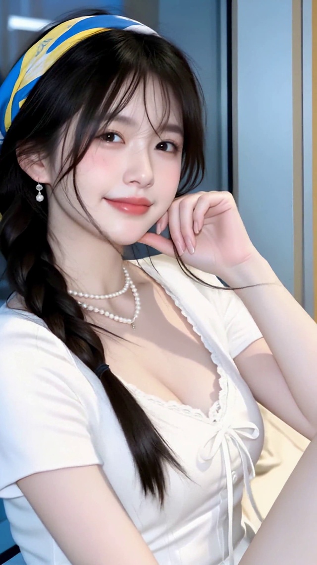 窗边清纯少女夜景
