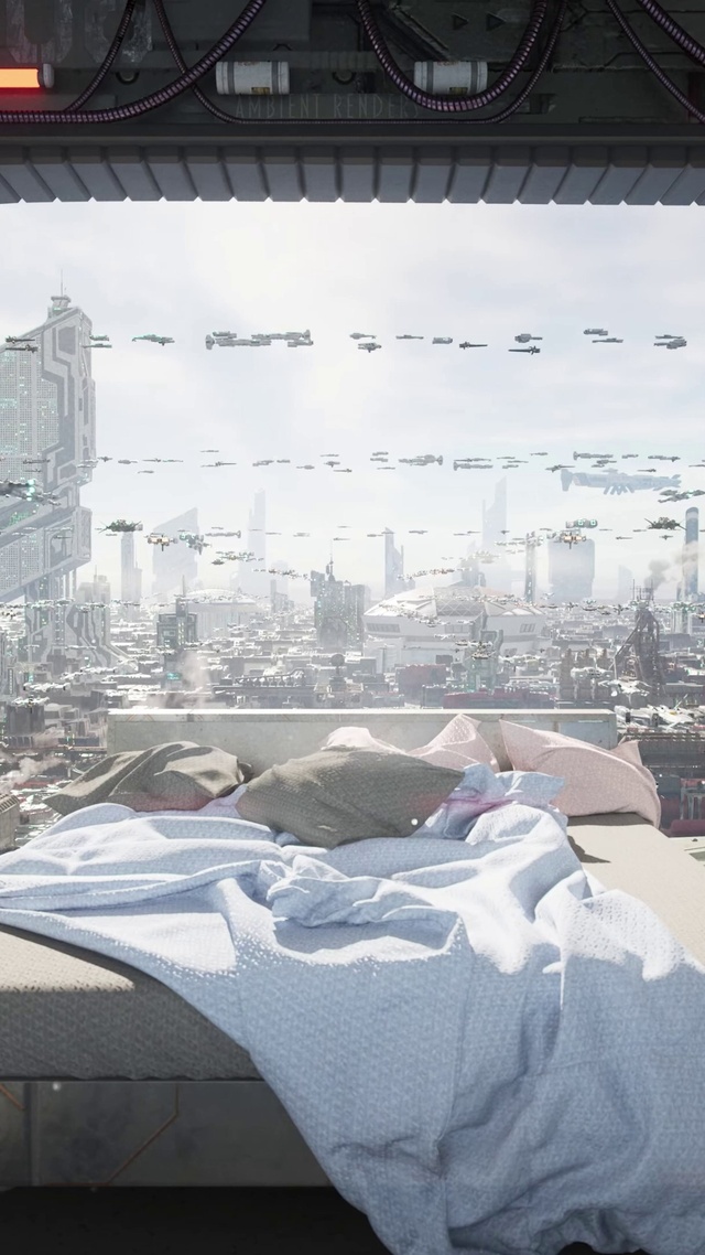 未来科幻城市房间