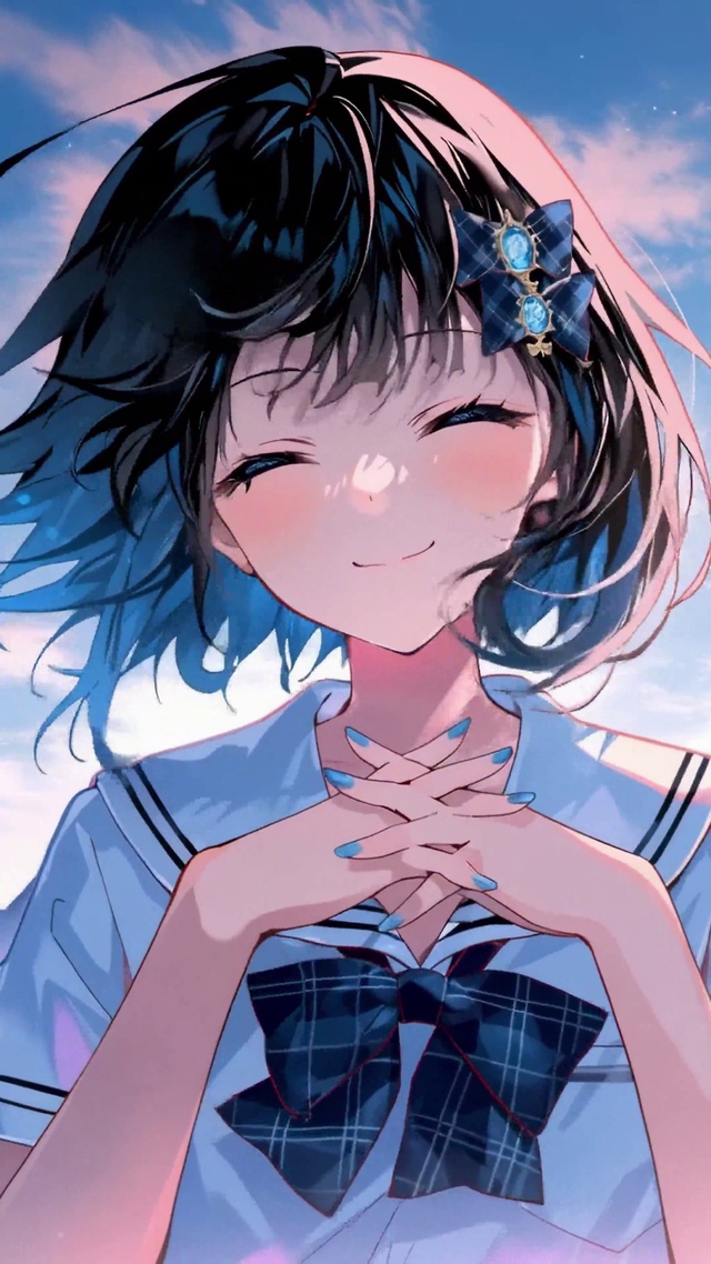 少女感学院风短发女孩