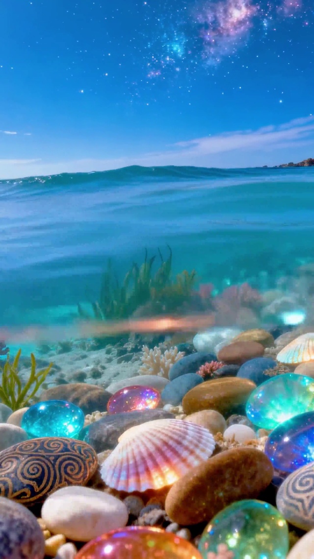 梦幻星空海岸水下彩色宝石